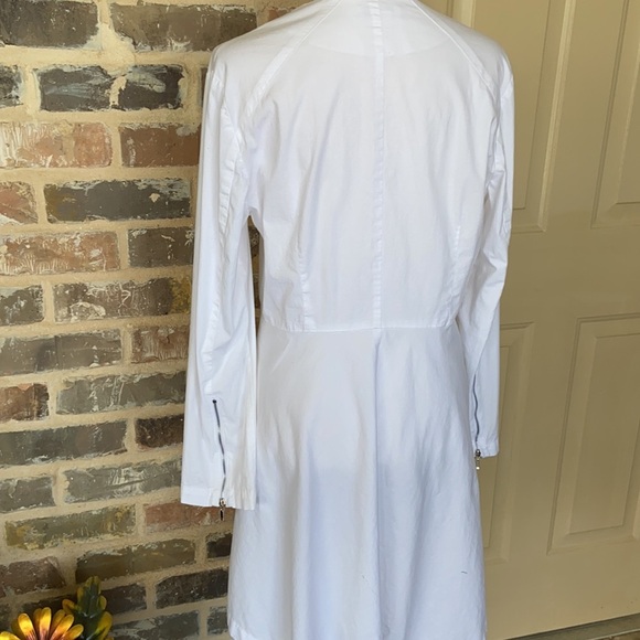 Zoey White Full Zip Long Tunic Top Shirt Dress Cotton Stretch Size Medium - Picture 5 of 12